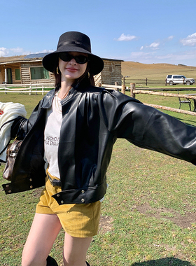 tingtings 复古卡其色灯芯绒短裤女早秋新款辣妹热裤显瘦百搭靴裤