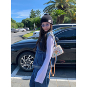 复古拼织带牛仔套装 女秋冬新款 马甲外套 tingtings 阔腿裤 两件套