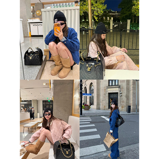 棉衣棉裤 tingtings 新款 女冬季 保暖外套上衣 蓝色菱格绗棉牛仔套装