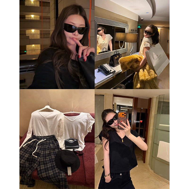 V领内搭长袖t恤女打底短袖上衣