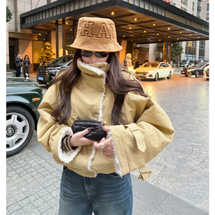 加厚毛毛派克服棉服上衣 新款 tingtings 减龄翻领羊羔毛外套女冬季