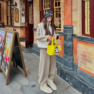 女秋冬加厚德绒立领外套休闲裤 羊毛运动套装 懒人套装 tingtings