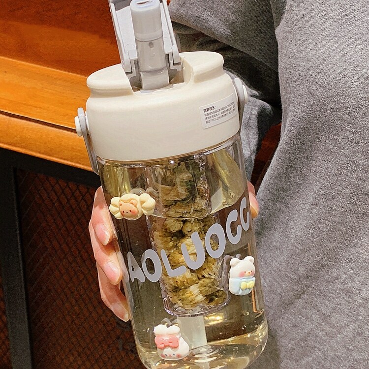 简约水杯女生高颜值茶水分离泡茶吸管杯2025新款成人塑料杯子便携