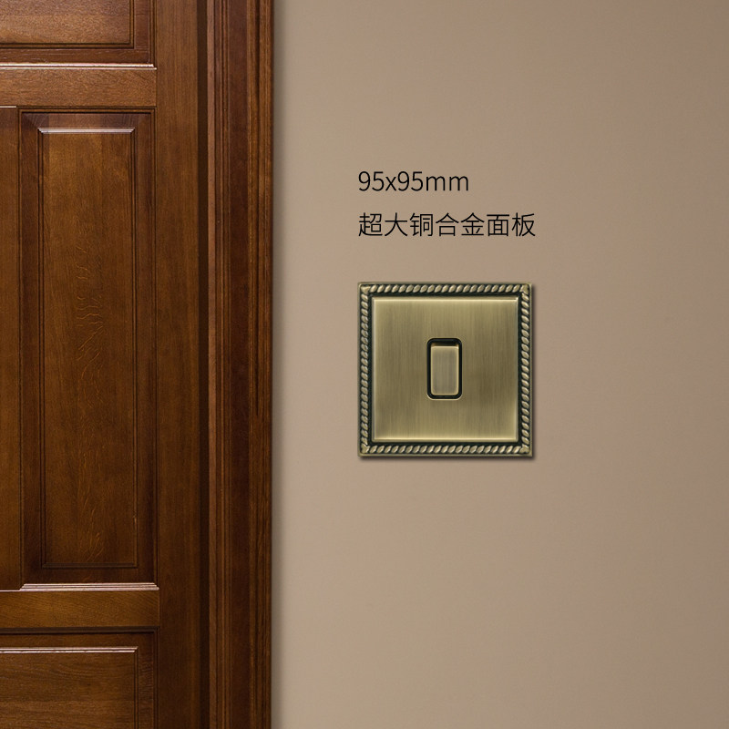 天基TJ凯撒系列95X95mm超大铜合金面板开关插座墙壁暗装开关插座