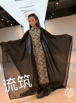 出租出售新款男女童中国仙话传说新国潮仙气飘飘黑色模特走秀礼服
