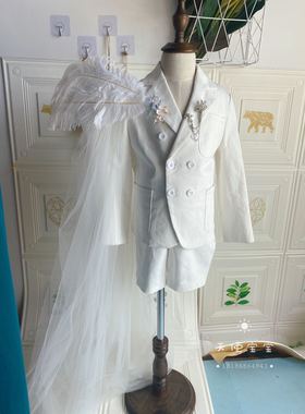 出租出售新款夏天模特白色西服套装走秀主持人唱歌男童女童B95