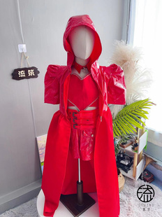 出售高端定制中国风红色国潮模特走秀款时尚霸气儿童晚礼服炫酷