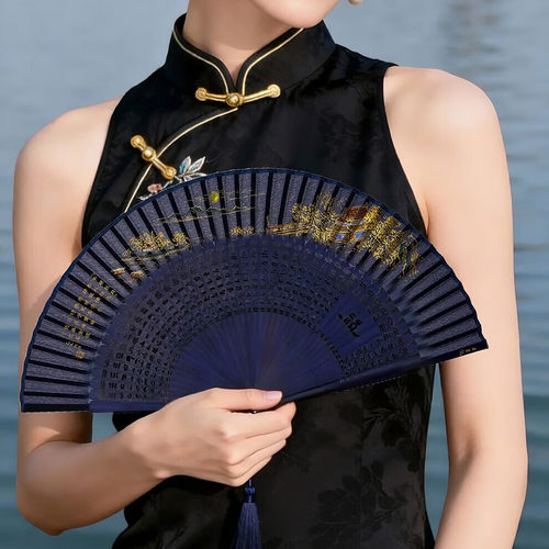 王星记西湖丝绸折扇古风舞蹈女扇