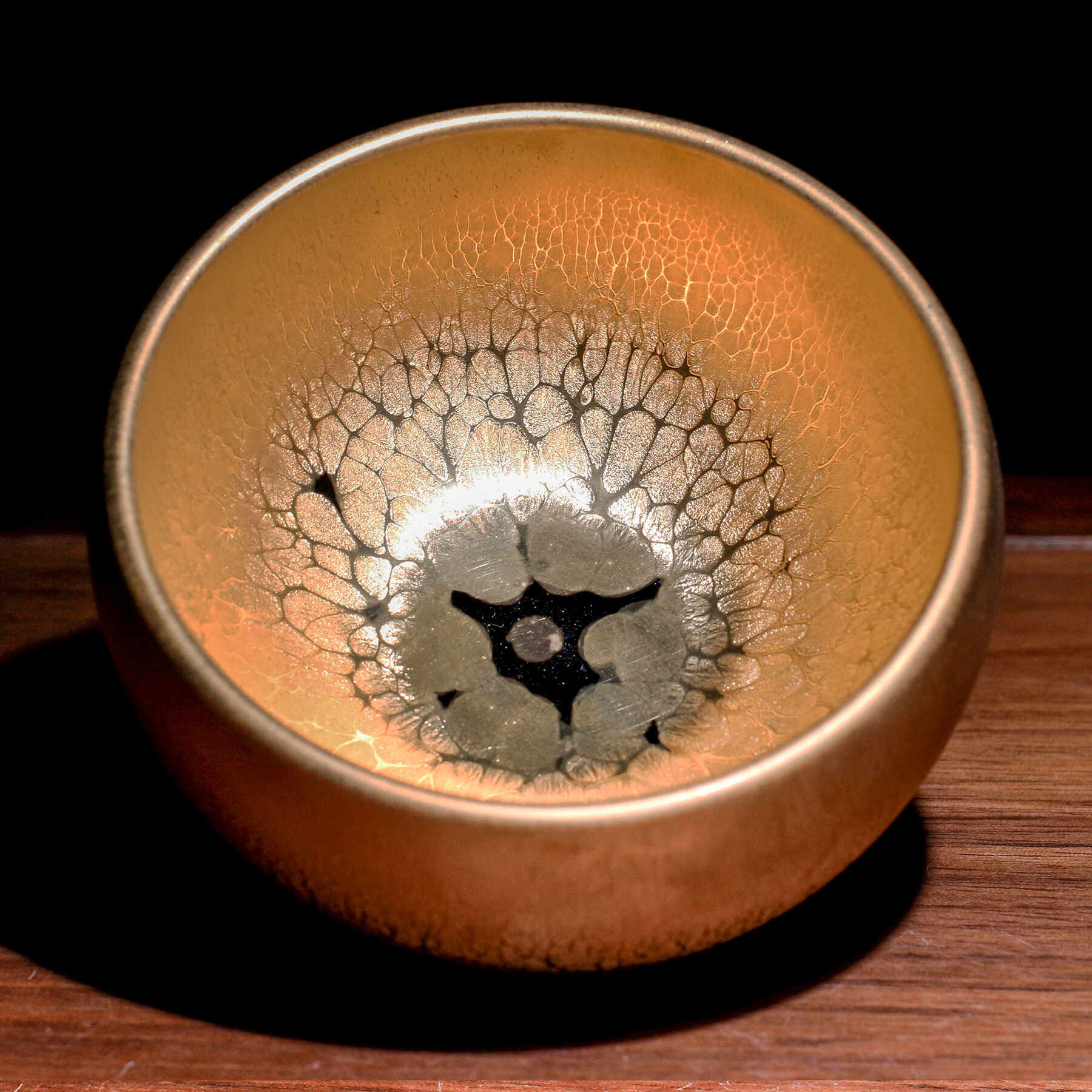 蔡志强金盏金油滴建盏茶杯主人杯纯手工铁胎鎏金陶瓷杯名家茶盏杯