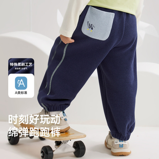 威尔贝鲁儿童裤子男童潮酷下装帅气束脚裤运动长裤春夏裤子2026