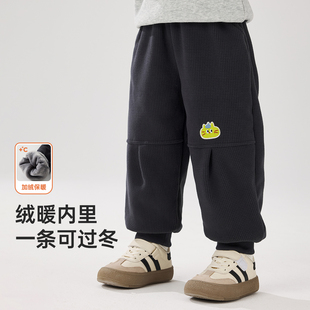威尔贝鲁宝宝加绒裤子2025秋冬款儿童束脚冬裤男女童运动休闲裤厚