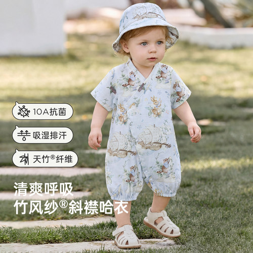 婴儿衣服短袖宝宝哈衣外出连体衣
