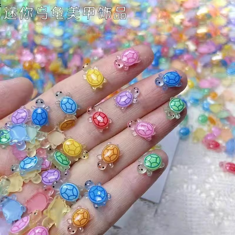 可爱卡通彩色小乌龟迷你网红爆款玩具模型摆件美甲装饰品