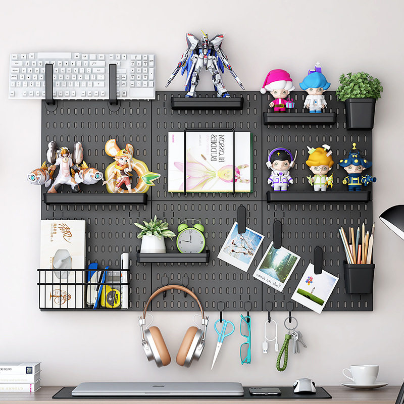 桌面书免打孔洞洞板夹式置物宿舍书房整理立式书桌电脑桌收纳