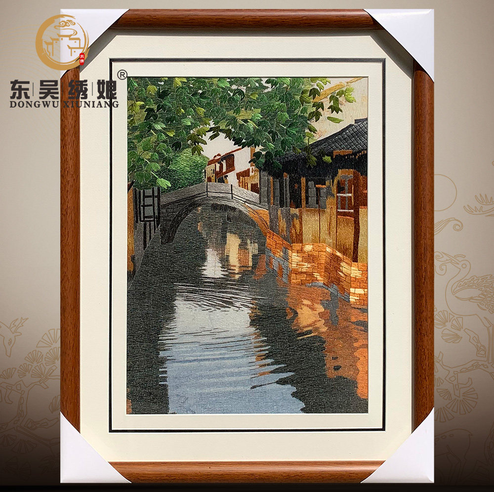 东吴绣娘非遗手工苏绣刺绣江南水乡客厅玄关书房壁画商务出国礼品