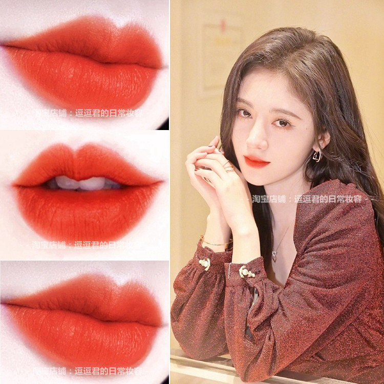 嘉南传鞠婧祎同款橘红色哑光口红阿宝色橘黄色奶橘显白雾面雾感