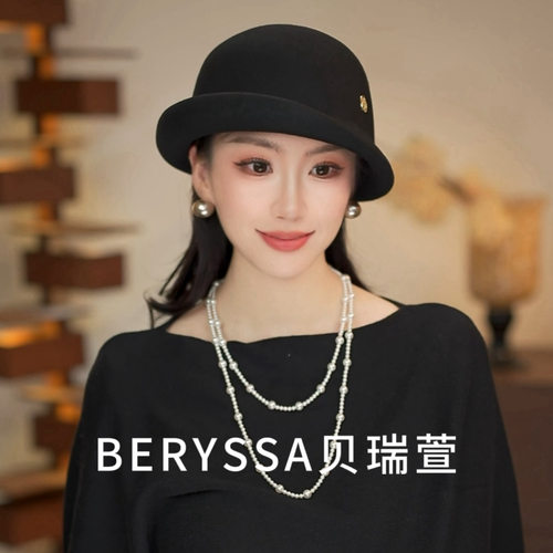 法式优雅新款秋冬显脸小赫本风百搭气质女保暖盆帽礼帽MZ6005