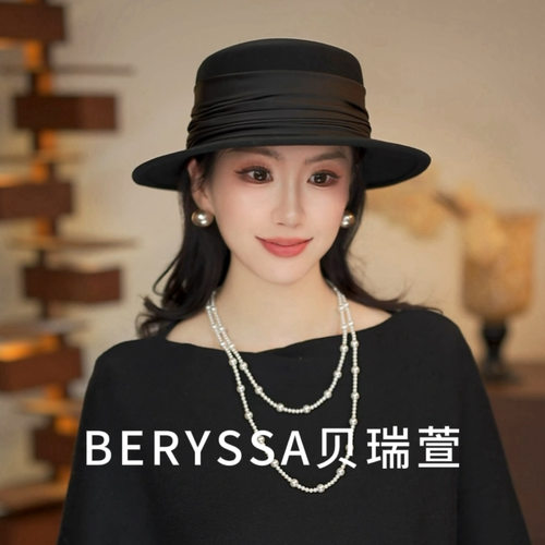 法式优雅新款秋冬显脸小赫本风百搭气质女平顶帽保暖礼帽MZ6002