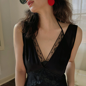 法式 TOP家 迷人美感 复古慵懒高级感蕾丝拼接两件套吊带连衣裙夏