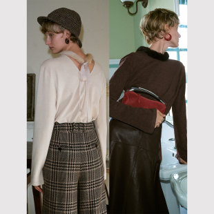 针织上衣 磨毛超柔保暖锁温时髦两穿长袖 TOP家 可拆卸水貂毛毛领