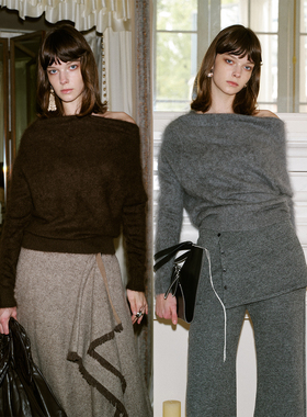 TOP家 时髦多穿 法式浪漫复古 荃羊毛拉毛锁温套头弹力舒适针织衫