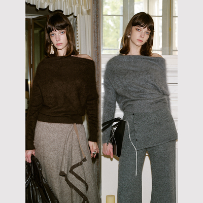 TOP家 时髦多穿 法式浪漫复古 荃羊毛拉毛锁温套头弹力舒适针织衫