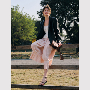 时髦不羁 重塑环保油腊PU皮翻驳领西装 法式 经典 外套 复古 TOP家