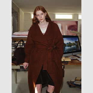 复古简约 法式 荡领双面羊毛呢苏力大衣外套 多领型大衣 TOP家