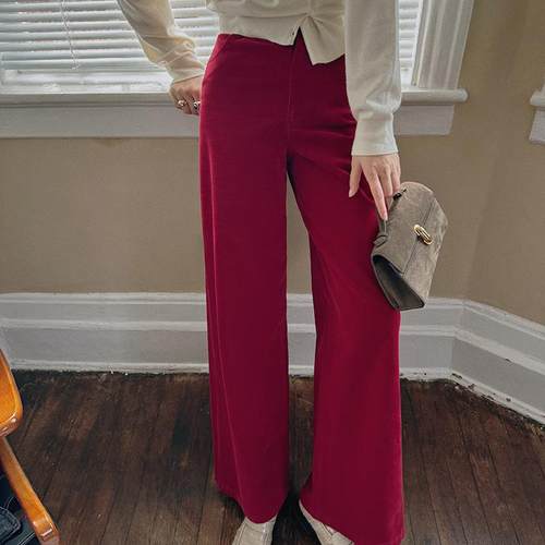 显瘦灯芯绒阔腿裤TOP家法式复古