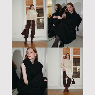 TOP家 松弛趣味 法式复古温润质感 羊毛菠萝纹流苏吊坠波浪边围巾