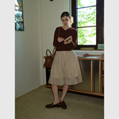 优雅轻盈 法式 复古柔美灵动 TOP家 天丝打褶a字中长款 大摆半身裙