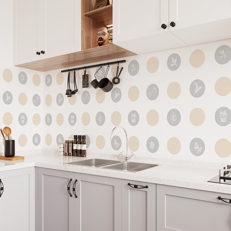 厨房防油贴纸防水阻燃油烟机灶台壁纸加厚可擦洗耐高温自粘墙贴纸