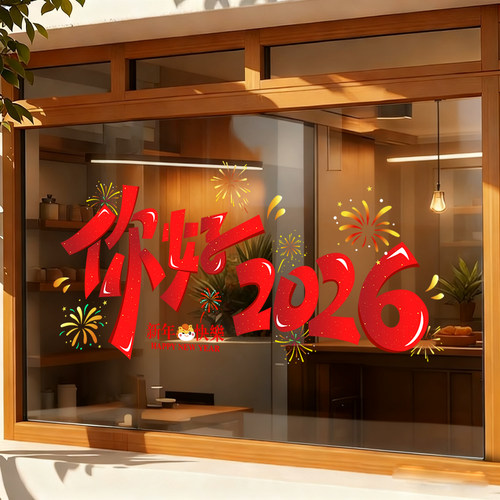 新年窗花静电贴马年2026新款福字贴过年春节装饰玻璃门贴年画窗贴