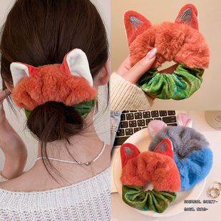 疯狂动物城毛绒大肠发圈可爱卡通尼克朱迪头绳高弹力扎头发绳皮筋