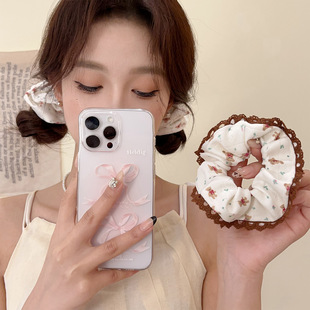 Lovely 可可奶油小熊发圈少女心大肠圈针织头绳侧马尾发饰 bear