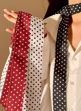 波点长条细窄丝巾气质百搭丝带颈饰脖饰高级感飘带蝴蝶结韩系围脖