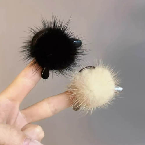 秋冬新款小号毛毛抓夹精致公主头