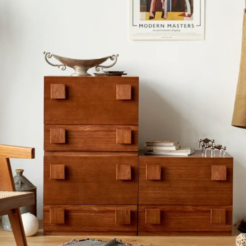 复古实木电视柜客厅家用组合模块柜落地北欧中古卡门柜斗柜储物柜