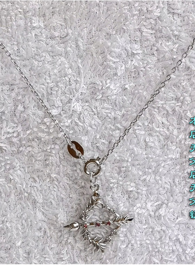 925纯银镀金作明佛母花蔓箭项坠