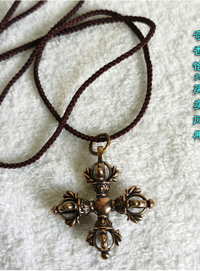 尼泊尔纯铜十字金刚杵挂坠十字杵