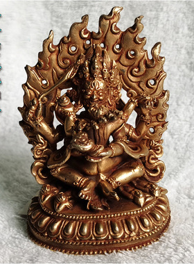 尼泊尔铜鎏金佛像四臂玛哈嘎拉