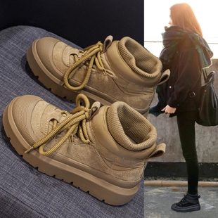 明星真皮雪地靴女2025冬季加绒加厚保暖棉鞋超好看休闲低帮短靴子