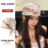 复古美式 y2k千禧辣妹包头巾嘻哈街舞潮酷小方巾发带女hiphop头巾