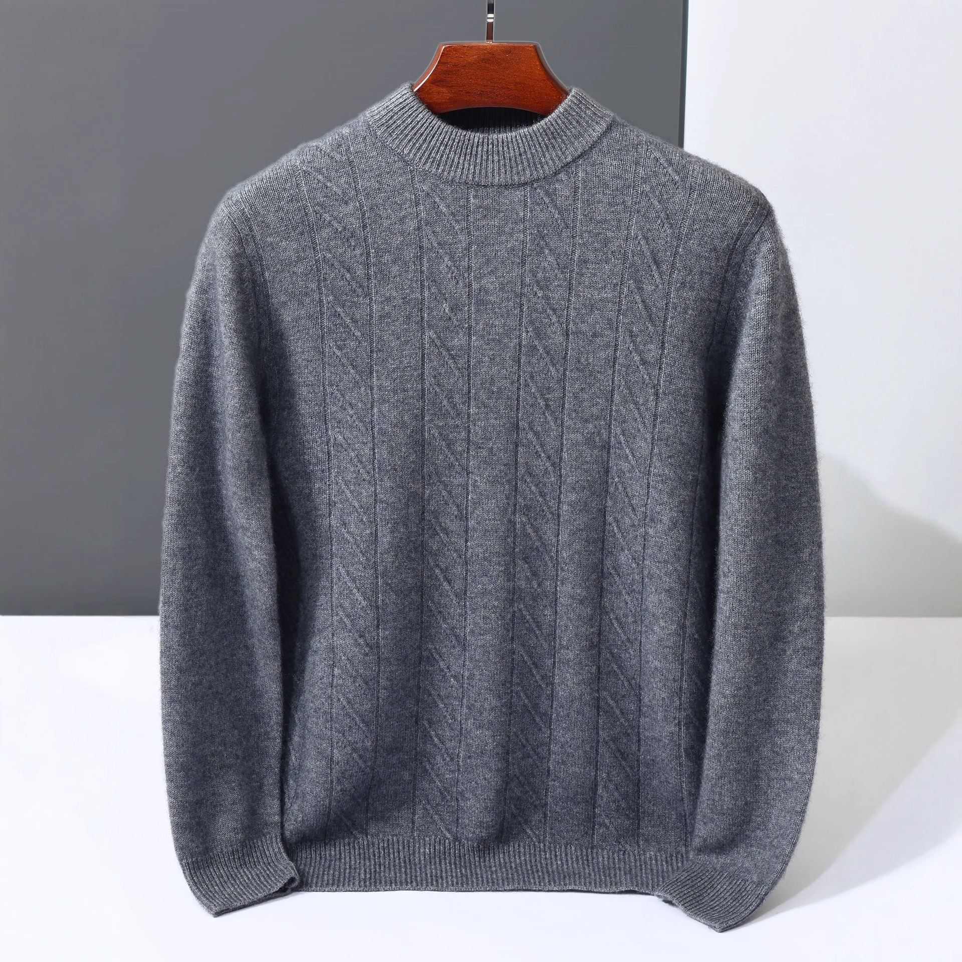 秋冬新款山羊绒衫男半高领加厚毛衣宽松大码针织打底衫羊毛衫商务