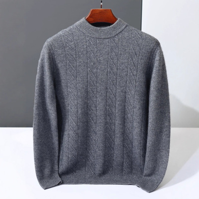 秋冬新款山羊绒衫男半高领加厚毛衣宽松大码针织打底衫羊毛衫商务