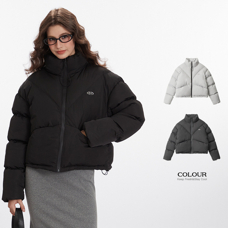 HeyHenry欧美复古小个子立领短款面包服外套女秋冬季加厚棉衣棉袄