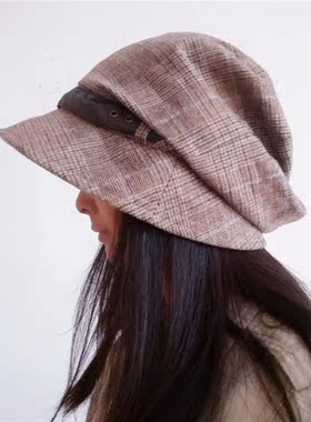 格纹优雅风羊毛混纺女士贝雷帽