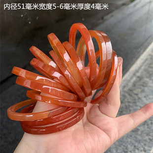 瑕疵包邮小圈口红色玛瑙桔红色玉髓手镯叮当细镯手环儿童46-48-51