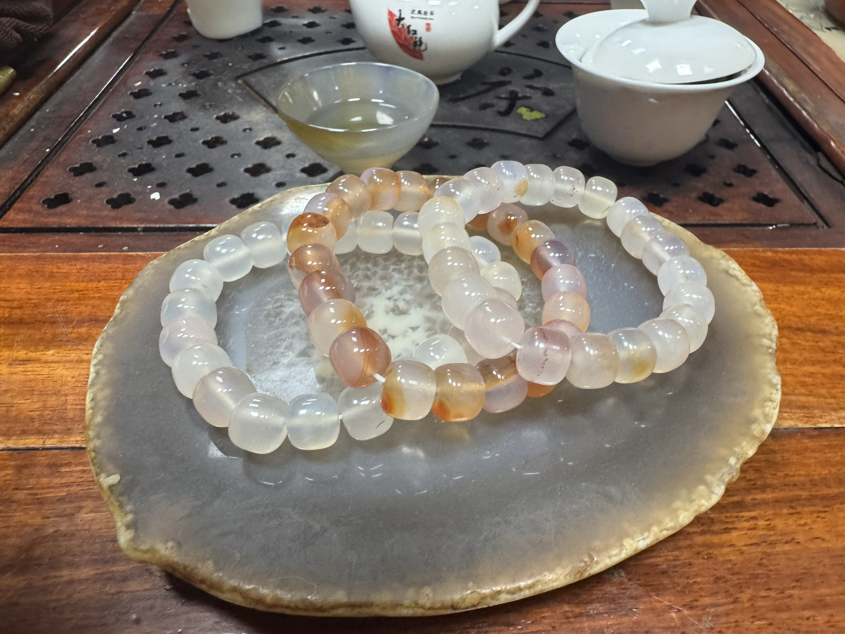 纯天然直切玛瑙多宝手串玉髓老型珠手链红紫黄白月光荧光高冰男女