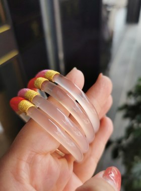 包邮编绳芙蓉粉色玛瑙女孩手镯玉髓深浅手环儿童成人小圈口细款50